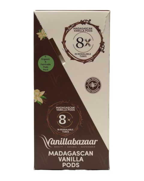 Organic & Fairtrade Madagascan Vanilla Pods | 8 Packs x 5 Grade A Bourbon Vanilla Beans (40 Total) | Premium Wholesale Bundle for Retailers | Resealable Tubes | Vanillabazaar