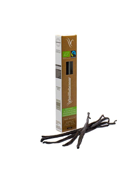 5 Gourmet Organic & Fairtrade Madagascan Vanilla Pods in Box