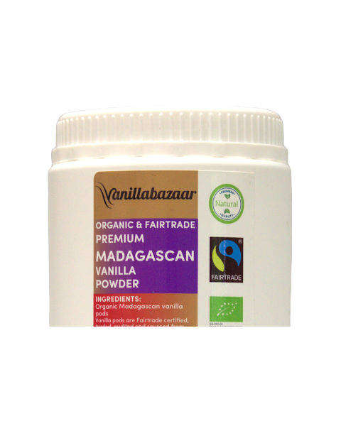 500g Premium Organic & Fairtrade Madagascan Vanilla Powder Jar