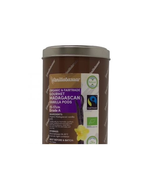 250g Gourmet Organic & Fairtrade Madagascan Vanilla Pod Tin