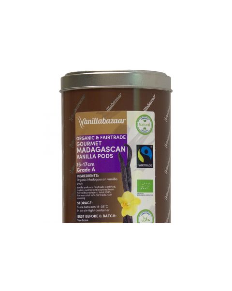 500g Gourmet Organic & Fairtrade Madagascan Vanilla Pod Tin
